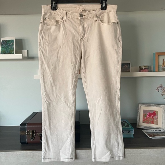 Eileen Fisher Off White Cream Straight Leg Mid Rise Organic Cotton Cropped Jeans - Picture 2 of 14